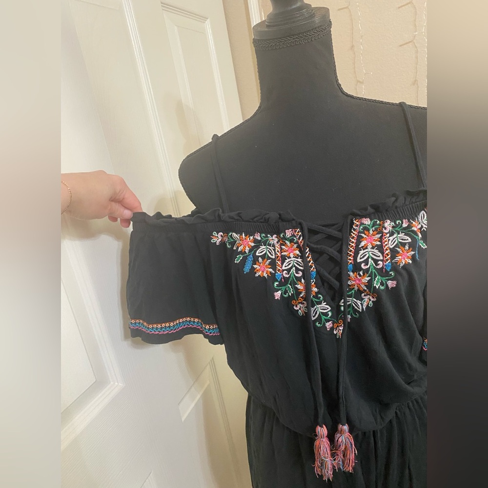American Eagle AEO Boho Embroidered Floral Soft Knit Romper - Picture 3 of 6